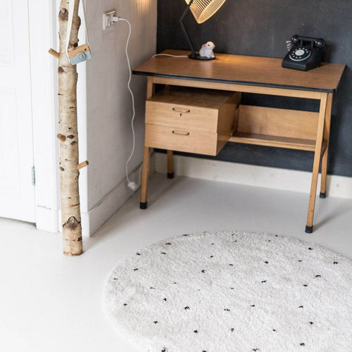 Interieur05 Rond Kindervloerkleed  hoogpolig Cream/Zwart - Dots - 160 x 160 cm - vtwonen shop