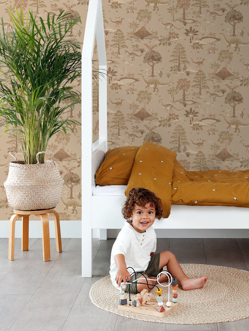 ESTAhome behang dinosaurussen bruin - 50 x 900 cm - 131658 - vtwonen shop