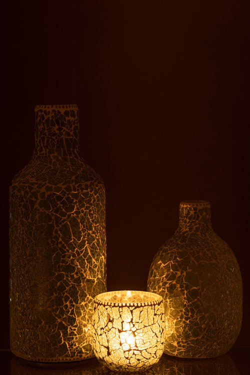 J-Line vaas Mozaiek - glas - groen/wit - large - 43 cm hoog - vtwonen shop