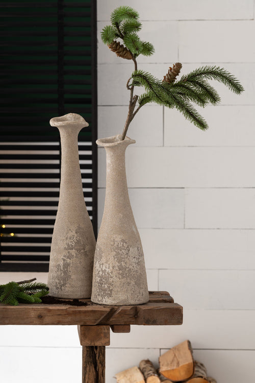 J-Line decoratie tak Dennenboom - kunststof - groen/bruin - 8 stuks