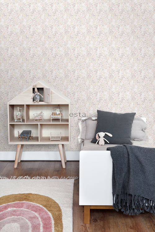 ESTAhome behang bloemetjes lila roze - 53 cm x 10.05 m - 139531