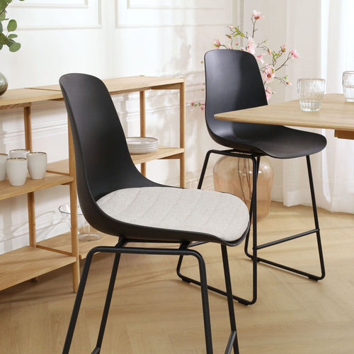 Nolon Nino-Liv Barkruk Zwart - Beige Kussen - Zwart Frame - 65cm