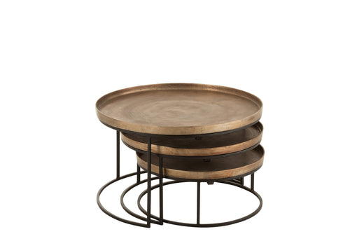 J-Line bijzettafel Rond - aluminium - roest - set van 3