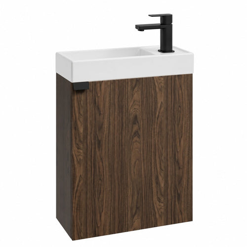 Badplaats Toiletmeubel Keno 50 x 23 cm – Walnoot Bruin – Fonteinmeubel met Wastafel