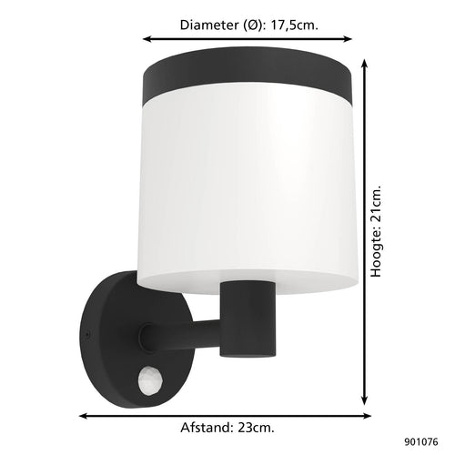 EGLO solar wandlamp buiten Pantete - led - 21 cm - zwart/wit - vtwonen shop