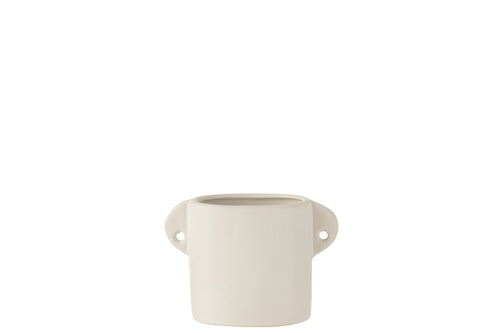 J-Line bloempot Renaissance - keramiek - wit - 2 stuks - Ø 8.5 cm