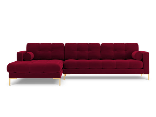 Cosmopolitan Design linker hoekbank Bali 5-zits, flueel, rood - 185x293x75cm