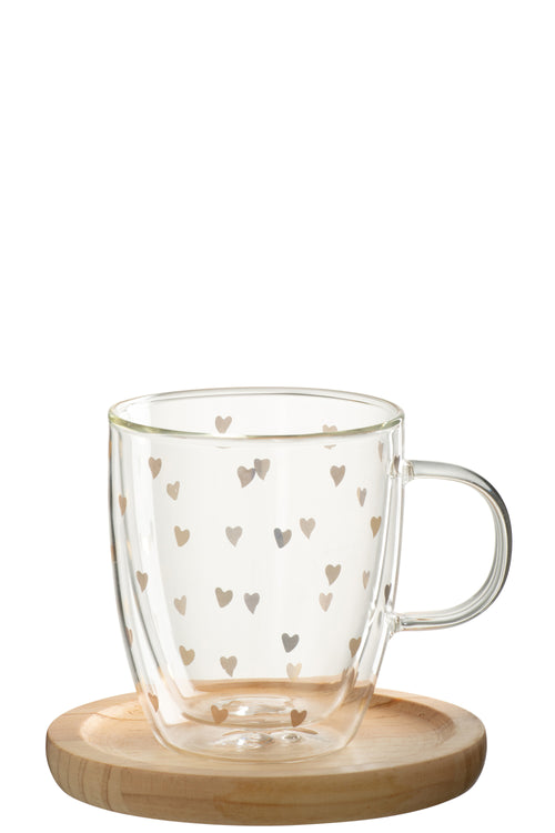 J-Line mok Hart - glas - transparant/goud