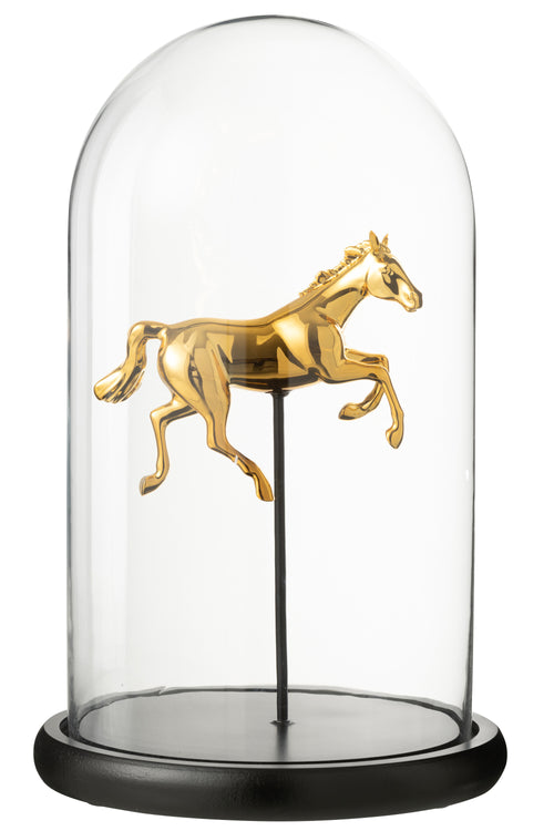 J-Line decoratie stolp Paard - glas - goud/zwart - large - vtwonen shop