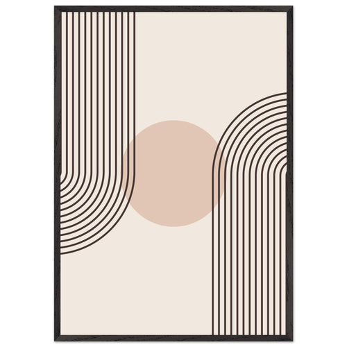 Artfulprints Poster met Lijst Boho – Retro wave   - 70x100 cm - Grijs