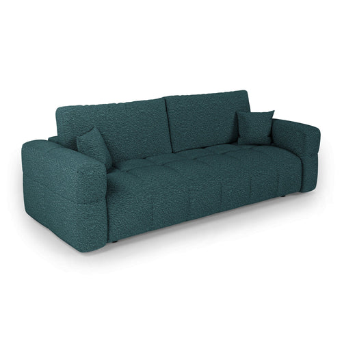 Premium Interiors - Slaapbank met opbergruimte VIBE - bouclé-stof eendblauw 247cm