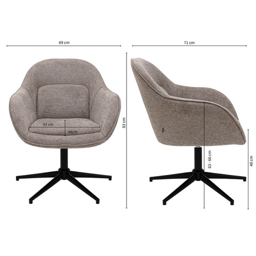Kick draaifauteuil Lux - Taupe - vtwonen shop