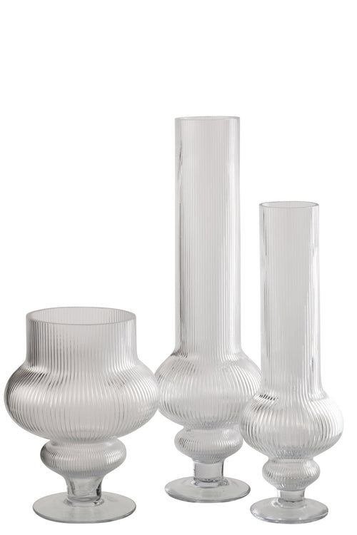 J-Line vaas Ada Geribbeld - glas - transparant - large