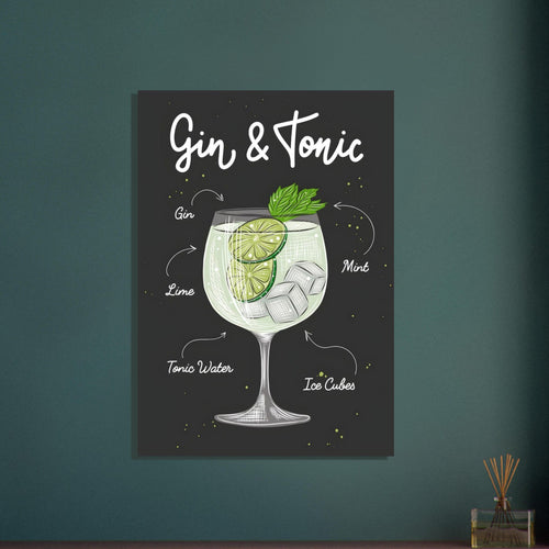 Artfulprints  Gin Tonic cocktail – Illustratie   poster 70x100 cm - vtwonen shop