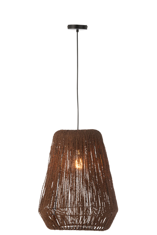 J-Line hanglamp Vlecht - metaal/palm - zwart - large