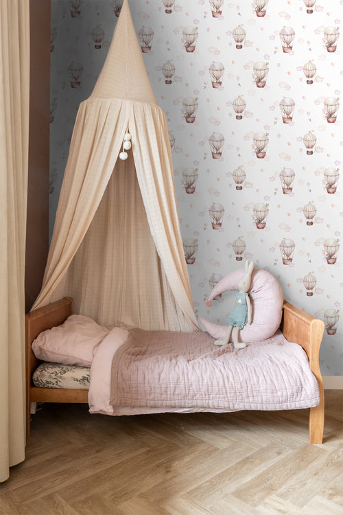 ESTAhome behang luchtballonnen licht roze en beige - 50 x 900 cm - 131091