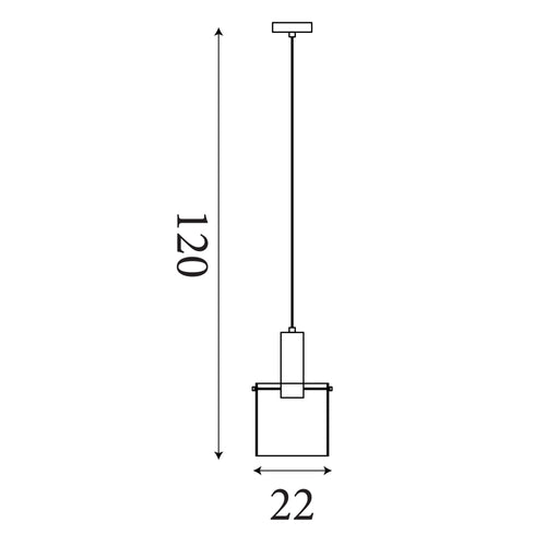 Searchlight hanglamp Sweden - 1 lichts - 22  x 120   cm - zwart