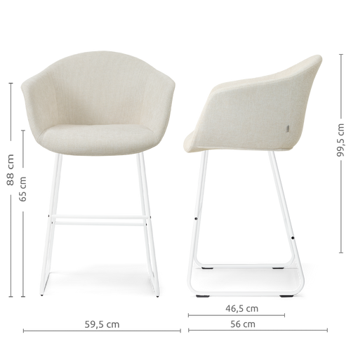 Nolon Nino-Otis Barkruk Cottonbeige - Wit Onderstel - 65 Cm