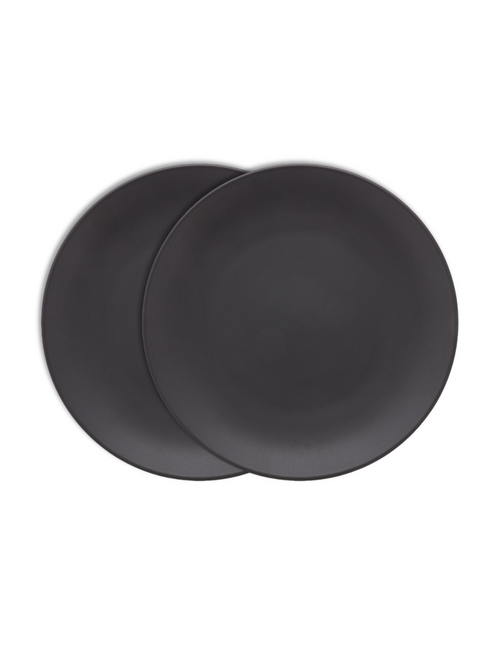 vtwonen Borden - Set van 2 - Mat Zwart - Porselein - Ø 25.5cm - vtwonen shop
