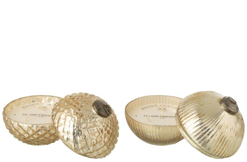 J-Line geurkaars Kerstbal -  glas - goud - large - 2 stuks - vtwonen shop