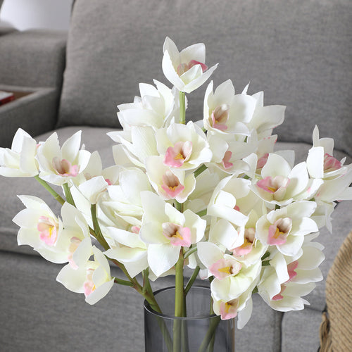 Sia Deco - Cymbidium Orchidee Stengel - Wit  - Polyester - H62 - vtwonen shop