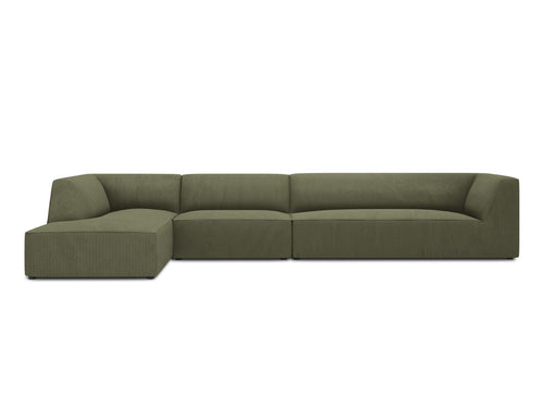 Micadoni linker hoekbank Ruby 5-zits, ribfluwelen, groente - 180x366x69cm