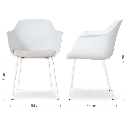 Nolon Nora-Liz Eetkamerstoel Wit - Beige Kussen - Witte Poten - vtwonen shop