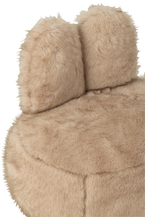 J-Line kruk Fur Bunny - hout - beige