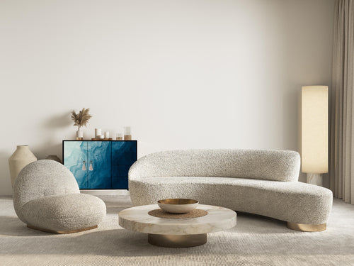 Laag dressoir met 2 deuren en 4 laden van MDF met Blauwe oceaan patroon - vtwonen shop