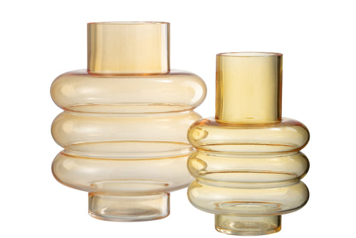 J-Line vaas Lima - glas - oker - large - 22.5 cm hoog