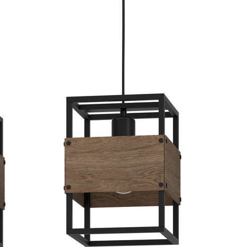 EGLO hanglamp Evesham - e27 - 89,5 cm - zwart/bruin - staal/hout - vtwonen shop