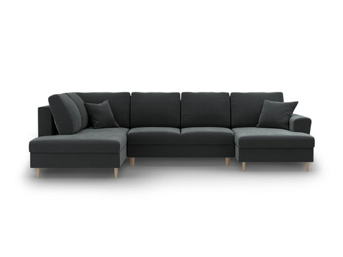 Cosmopolitan Design Links panoramische slaapbank met opbergdoos Kyoto 7-zits, flueel donkergrijs - 194x313x88cm