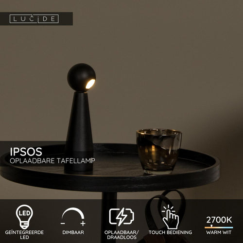 Lucide tafellamp IPSOS - Geïntegreerde LED - Zwart