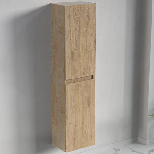 LOMAZOO badmeubelset Avalon - met hoge kast & witte wastafel - licht eiken - 80 cm