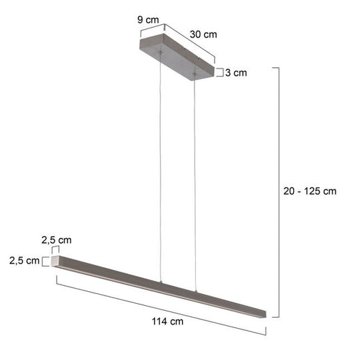 Mexlite hanglamp Danske - 1 lichts - 140x 125 cm - mat chroom - vtwonen shop