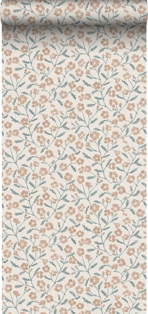 Borastapeter behang vintage bloemetjes terracotta - 53 cm x 10.05 m - 660348 - vtwonen shop