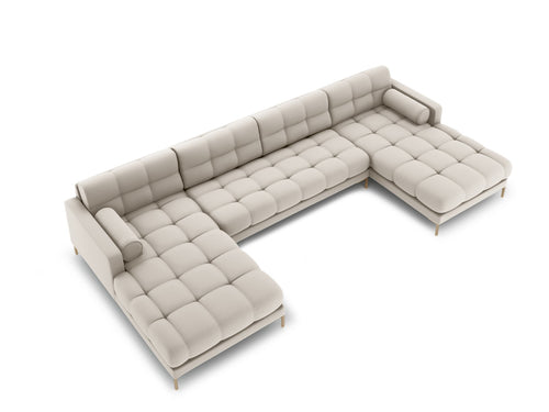 Cosmopolitan Design Panoramische bank Bali 7-zits, structurele stof, beige - 185x383x75cm