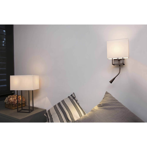Faro Vesper - 1 Light Indoor Wandlamp Leeslamp Bruin met Kap, E14