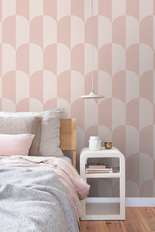ESTAhome behang art deco bogen zacht roze en licht roze - 53 cm x 10.05 m - 139992 - vtwonen shop