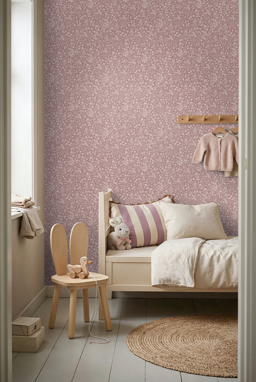 ESTAhome behang bloemetjes oudroze - 53 cm x 10.05 m - 131133