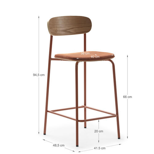 Calicosy - ADRIANA Set van 2 krukken - Grijs - 48x42x66 cm