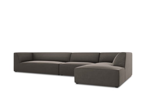 Micadoni rechter hoekbank Ruby 5-zits, flueel, donkergrijs - 180x366x69cm