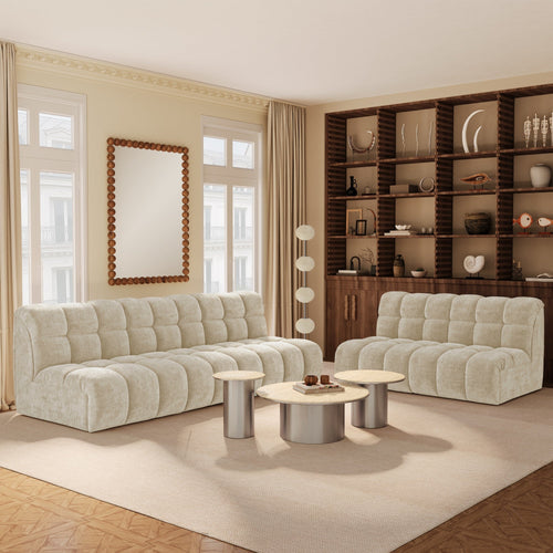Premium Interiors - Bank SEVEN - gewaafd fluweel beige 162cm