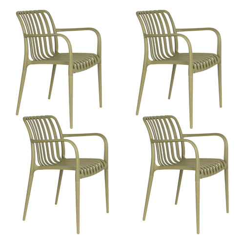 Housecraft Living Amae Tuinstoel Armleuning Kunststof Groen - Set van 4