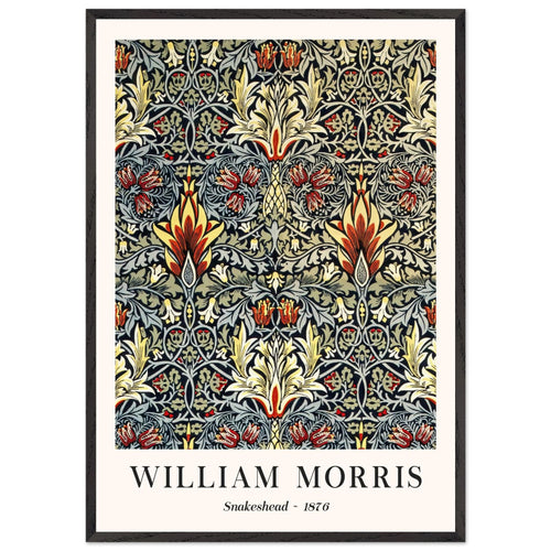 Artfulprints Poster met Lijst William Morris - Snakeshead 1876   - 50x70 cm - Blauw