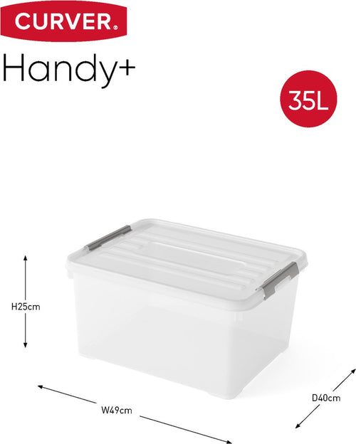 Curver Handy+ Opbergbox - 35L - 3 stuks - Transparant met deksel - vtwonen shop