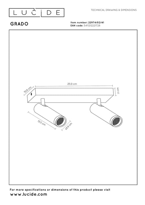 Lucide plafondspot GRADO - 2xGU10 (MR11) - Taupe - vtwonen shop