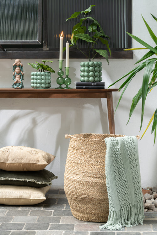 J-Line plaid Gebreid - polyester - lichtgroen - 160 x 130 cm - vtwonen shop