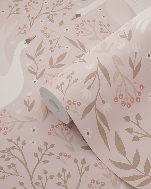 ESTAhome behang zwanen oudroze - 53 cm x 10.05 m - 130958 - vtwonen shop