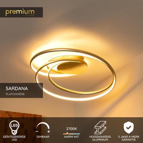 Lucide plafonnière SARDANA - Geïntegreerde LED - Mat Goud / Messing